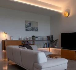 Applique murale, Luna, Or, tige en cuivre, LED, 2700K, 298 lm, Ø30cm, H30cm - Catellani & Smith