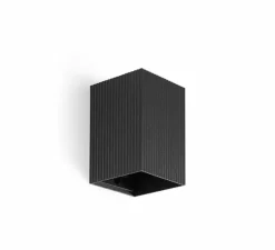 Applique murale, Lune 1L, cannelée, noir, L8cm, H10cm - Faro