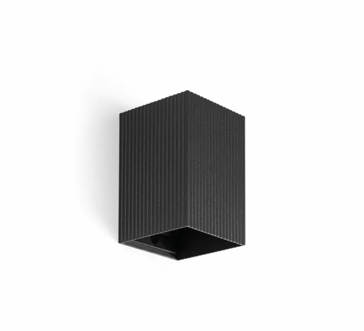 Applique murale, Lune 1L, cannelée, noir, L8cm, H10cm - Faro