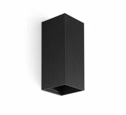 Applique murale, Lune 2L, cannelée, noir, L8cm, H15,5cm - Faro