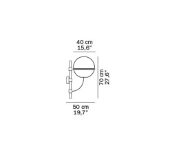 Applique*Oluce Applique murale, Lyndon, IP23, , H70cm - transparent, noir