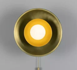 Applique*Mullan Lighting Applique murale, Marrakesh avec chaîne de traction, , Ø25cm, H25cm - laiton satiné, vert