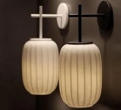 Applique murale, Mei, structure noire et abat-jour blanc B, L17cm, H43cm - Carpyen