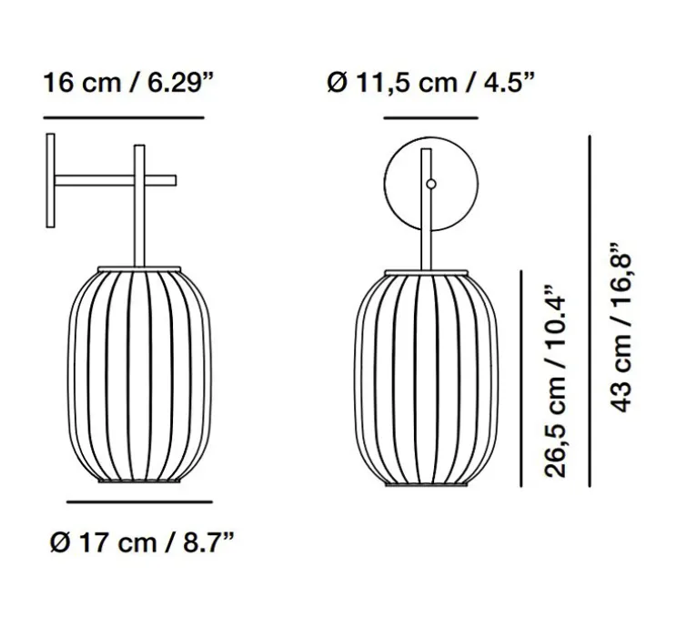 Applique murale, Mei, structure noire et abat-jour blanc B, L17cm, H43cm - Carpyen