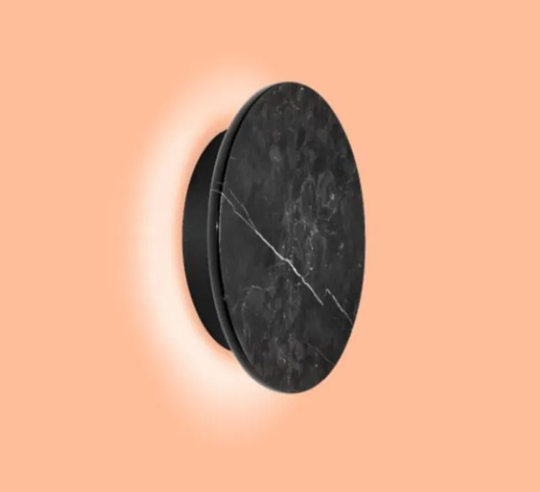 Applique*Wever&Ducré Applique murale, MILES 2.0 round, noir marbré, LED, 3000K, 430lm, Ø19cm, P3,7cm - marbre noir