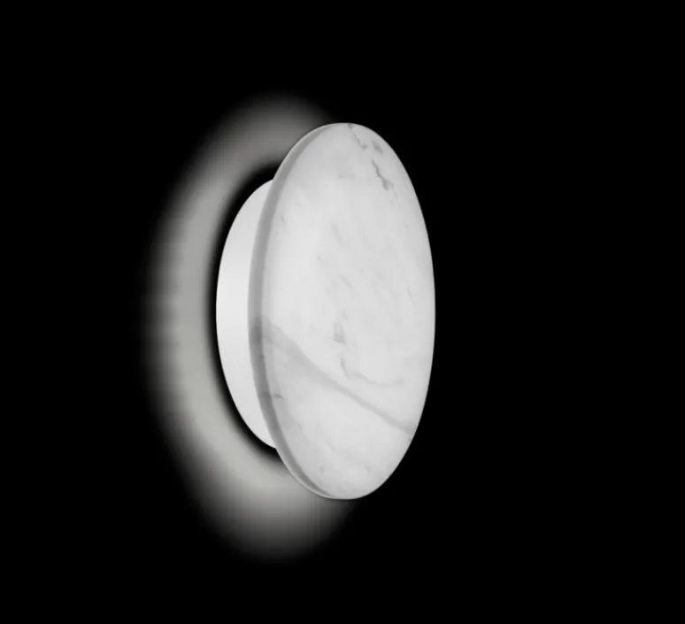 Applique*Wever&Ducré Applique murale, MILES 2.0 round, blanc marbré, LED, 3000K, 430lm, Ø19cm, P3,7cm - marbre blanc