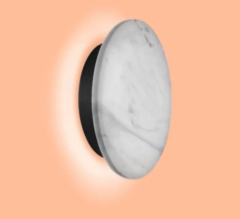 Applique*Wever&Ducré Applique murale, MILES 2.0 round, blanc marbré, LED, 3000K, 430lm, Ø19cm, P3,7cm - marbre blanc