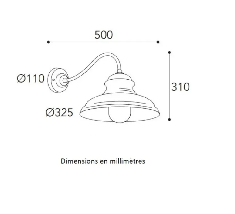 Applique*Moretti Luce Applique murale, Mill 1590, , IP44, L50cm, H31cm - Cuivre laiton vieilli