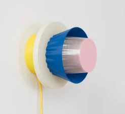 Applique murale, Mina S avec câble, bleu, blanc, jaune, Ø17cm, H17cm - Warren & Laetitia