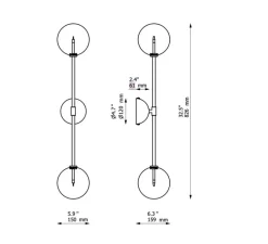 Applique*Schwung Applique murale, Miron , , L15cm, H75cm - laiton brossé