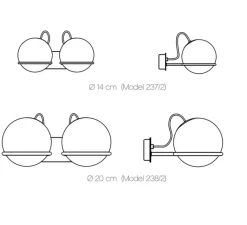Applique*Astep Applique murale, Model 238/2, , L45cm, H32cm - champagne