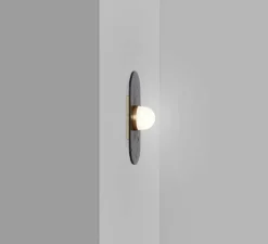 Applique*CTO lighting Applique murale, Modulo single, , LED, dim, 2700K, lm, L12cm, H28cm - verre fumé, laiton satiné