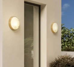 Applique murale, Montreal Round 300 Coastal, laiton brossé PVD, IP44, L30cm, H30cm - Astro