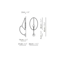 Applique*DesignHeure Applique murale, Moyen Shield, blanc & noir, L26cm, H40cm - blanc & noir