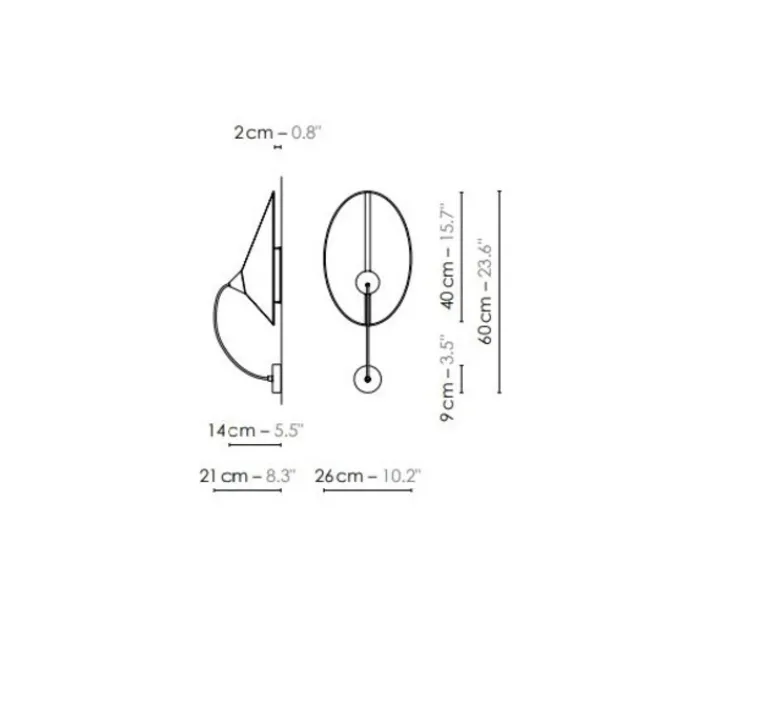 Applique*DesignHeure Applique murale, Moyen Shield, blanc & noir, L26cm, H40cm - blanc & noir