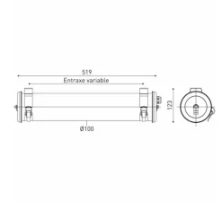 Applique murale, Musset GR, blanc, or, IP67, L519cm, H10cm - Sammode