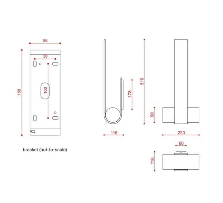 Applique*Tooy Applique murale, Nastro 563.42, , IP40, LED, dim, 2700K, 2300 lm, L22cm, H51cm - noir texturé, bois de frêne