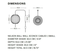 Applique*HAY Applique murale, Nelson Ball wall sconce S, avec câble, , L32,5cm, H42,5cm - blanc cassé