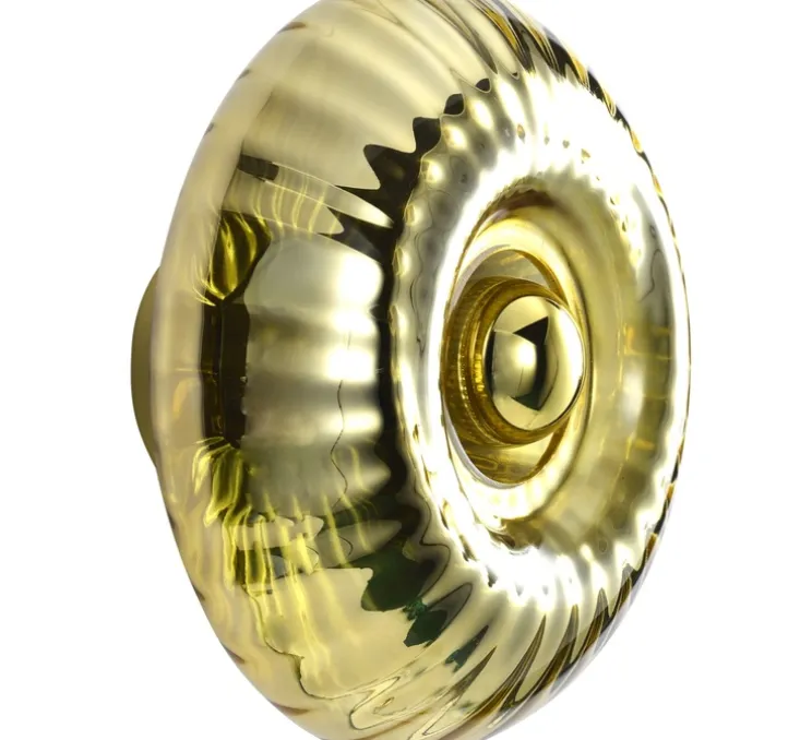 Applique murale, New GRACE, or avec collerette dorée, 2700K, 700lm, Ø28cm, H14cm - Elements Lighting