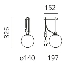 Applique*Artemide Applique murale, NH, , L14cm, H32,6cm - blanc, laiton, noir