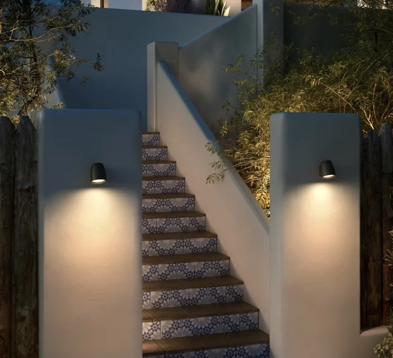 Applique*Bover Applique murale, Nut A/01 Outdoor, , IP66, LED, dim, 2700K, 950 lm, Ø15,5cm, H13,5cm - noir texturé