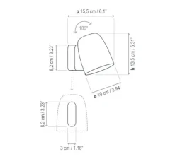 Applique*Bover Applique murale, Nut A/01 Outdoor, , IP66, LED, dim, 2700K, 950 lm, Ø15,5cm, H13,5cm - noir texturé