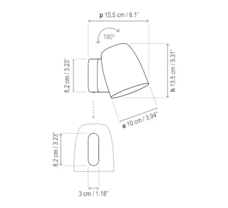 Applique*Bover Applique murale, Nut A/01 Outdoor, , IP66, LED, dim, 2700K, 950 lm, Ø15,5cm, H13,5cm - noir texturé