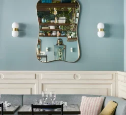 Applique murale, Nuvol double, laiton, verre opalin brillant, L10cm, H23cm - contain