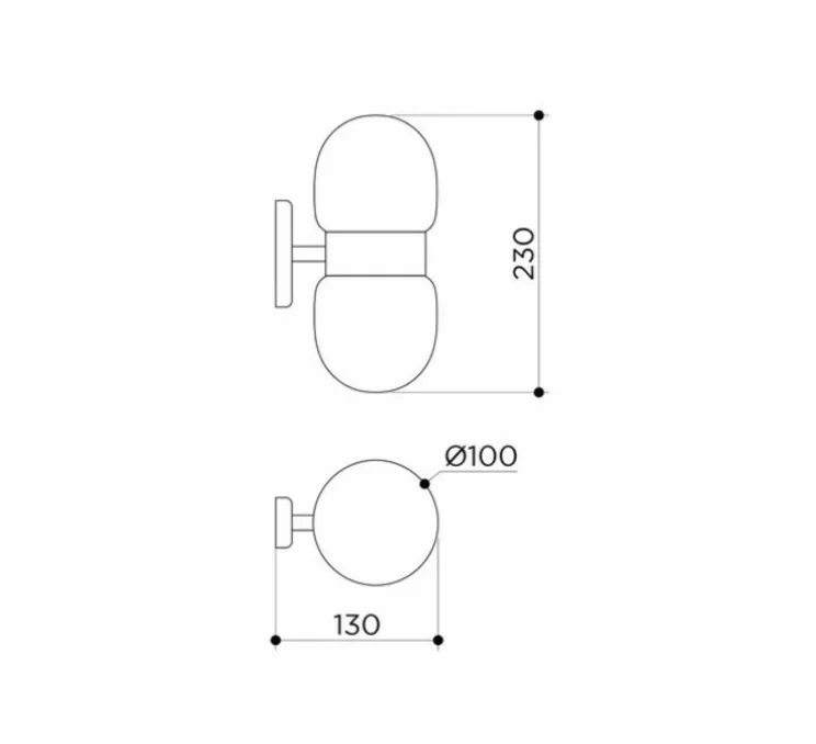Applique murale, Nuvol double, laiton, verre opalin brillant, L10cm, H23cm - contain