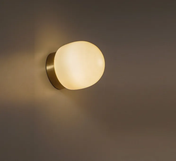 Applique murale, Nuvol Simple, laiton brossé, verre opalin mat, L11cm, H10cm - Contain