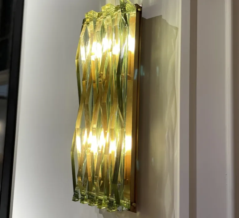 Applique*Eichholtz Applique murale, Nuvola L, , L18cm, H50cm - laiton antique, verre transparent vert