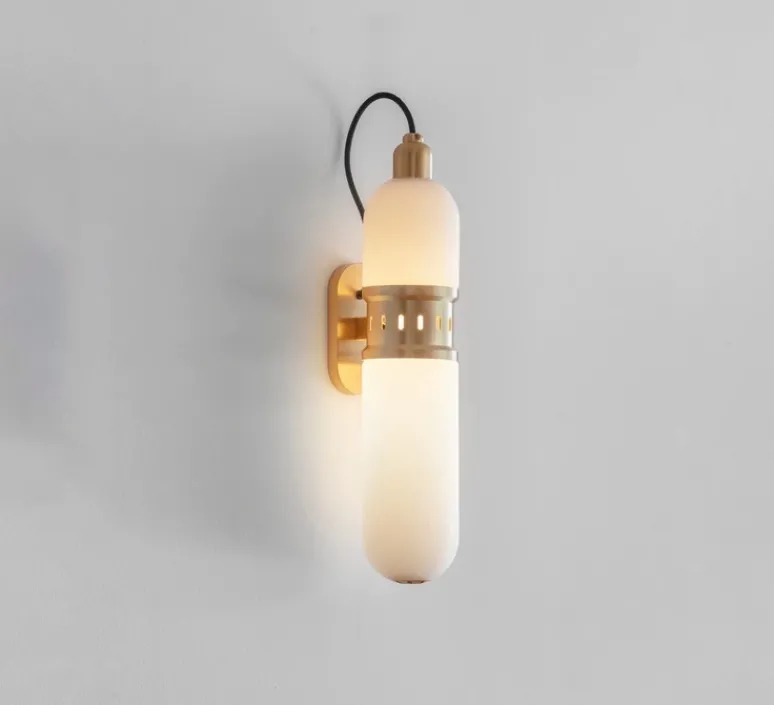 Applique*Bert frank Applique murale, Occulo, , L10cm, P46,7cm - laiton brossé, verre sablé