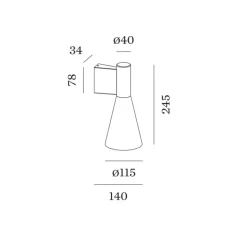 Applique*Wever&Ducré Applique murale, Odrey 1.5, noir mat et or, L11,5cm, H24,5cm - noir mat et laiton