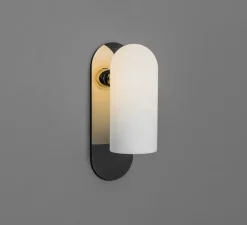 Applique*Schwung Applique murale, Odyssey Medium, , L10,5cm, H30,5cm - opalin et nickel poli