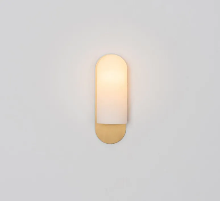 Applique*Schwung Applique murale, Odyssey Medium, opalin et laiton, L10,5cm, H30,5cm - opalin et laiton poli