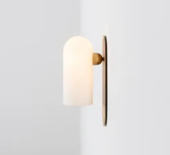 Applique*Schwung Applique murale, Odyssey Medium, opalin et laiton, L10,5cm, H30,5cm - opalin et laiton poli