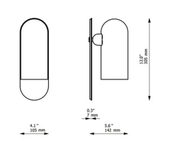 Applique*Schwung Applique murale, Odyssey Medium, opalin et laiton, L10,5cm, H30,5cm - opalin et laiton poli
