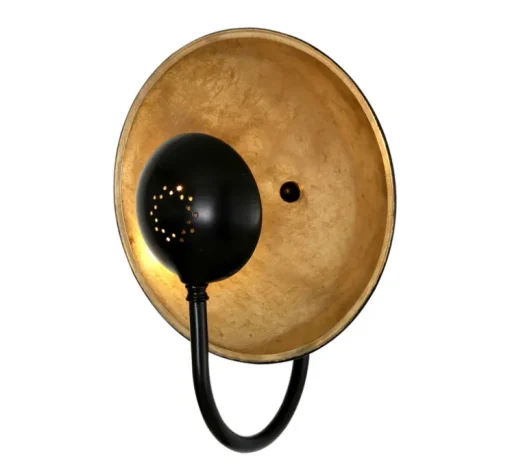 Applique murale, Orebro, noir mat, laiton antique, L25cm, H30cm - Mullan Lighting