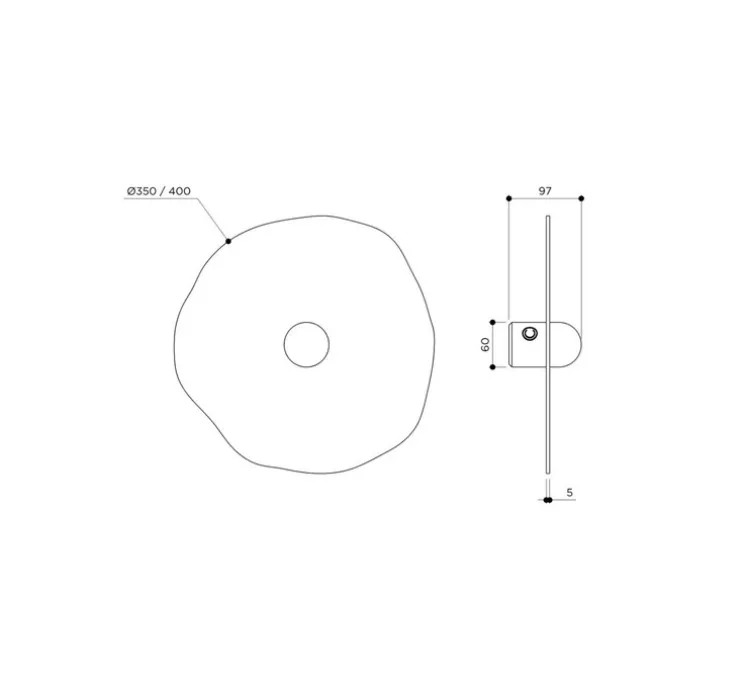 Applique murale, Organic Ceramic 35/40, céramique rouge, verre givré, Ø35/40cm, H10cm - Contain