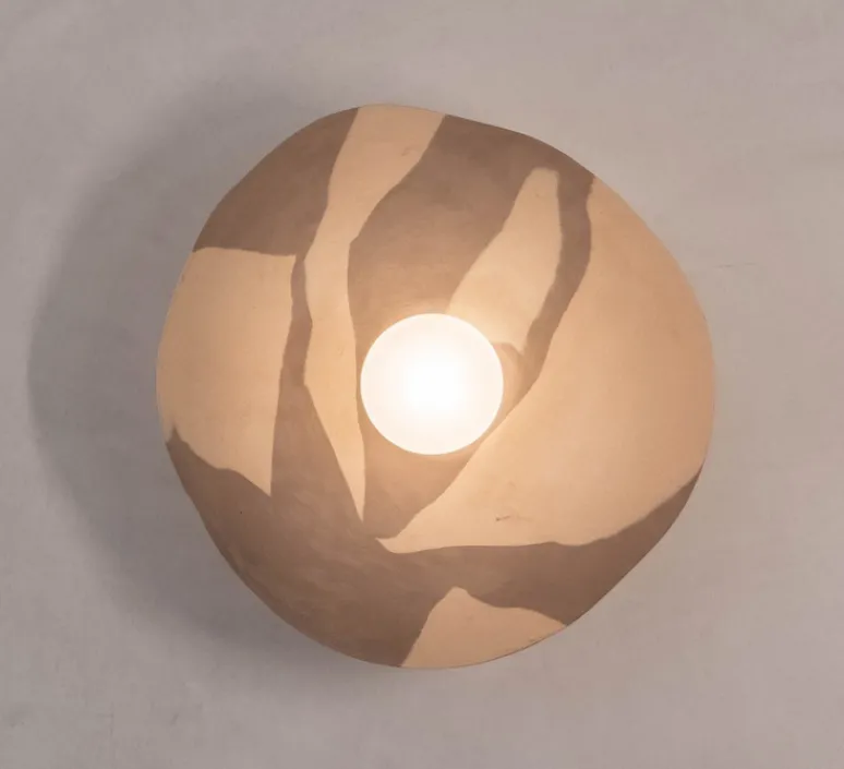 Applique*Contain Applique murale, Organic Ceramic 22/24, , Ø22/24cm, H10cm - céramique gris et crème, verre givré