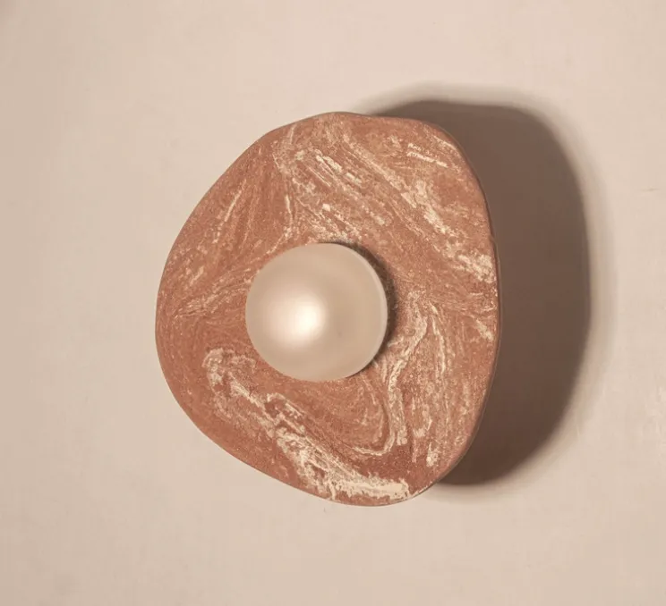 Applique murale, Organic Ceramic 14/16, céramique rouge, verre givré, Ø14/16cm, H10cm - Contain