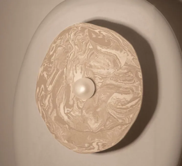 Applique murale, Organic Ceramic 35/40, céramique crème, verre givré, Ø35/40cm, H10cm - Contain