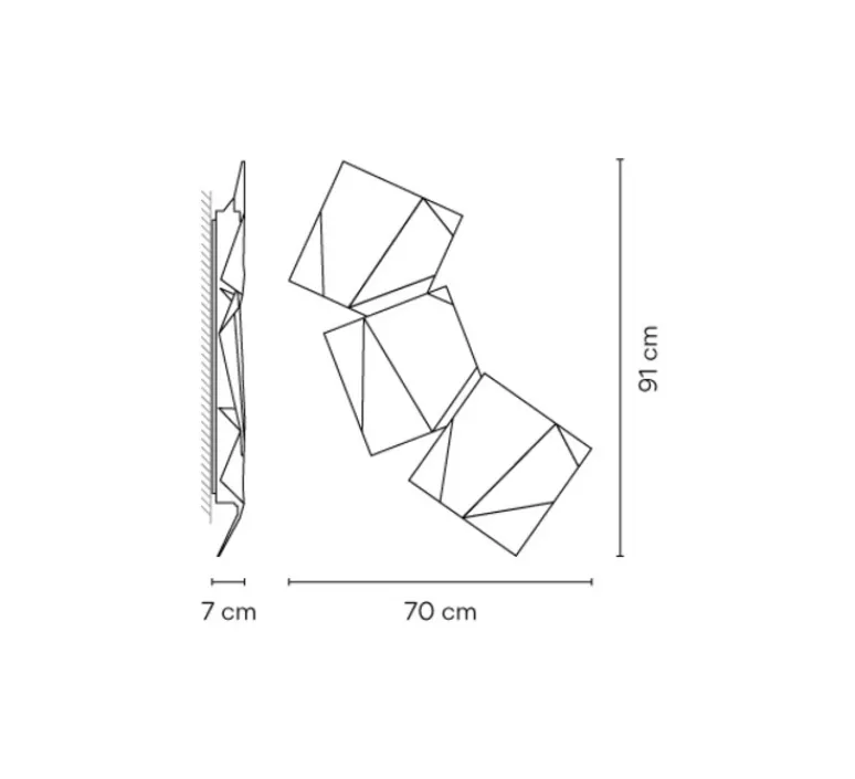 Applique*Vibia Applique murale, ORIGAMI, 4506, , IP65, LED, dim, 2700K, 2269 lm, 70cm, H91cm - marron