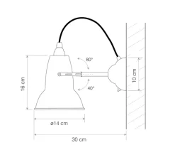 Applique*Anglepoise Applique murale, Original 1227, , Ø14cm, H16cm - Noir