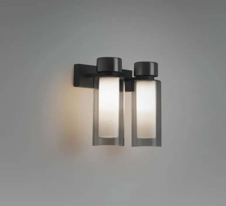 Applique*Tooy Applique murale, Osman, 560.42 verre fumé, métal chrome noir, L21,5cm, H23cm - verre fumé, métal noir matt