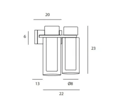 Applique*Tooy Applique murale, Osman, métal noir mat et laiton brossé, verre transparent, L22cm, H23cm - verre transparent, métal noir mat et laiton brossé