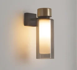 Applique murale, Osman, noir mat, laiton brossé et verre transparent, L8cm, H23cm - TOOy