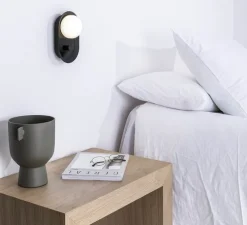 Applique murale ou lampe à poser, Maya, noir, LED, dim, 2700K, 580 lm, L8,9cm, H20,6cm - Faro