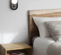 Applique murale ou lampe à poser, Maya, noir, LED, dim, 2700K, 580 lm, L8,9cm, H20,6cm - Faro