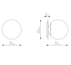 Applique murale ou plafonnier, Pulsar 150, laiton, verre opale, Ø15cm, H15cm - Schwung